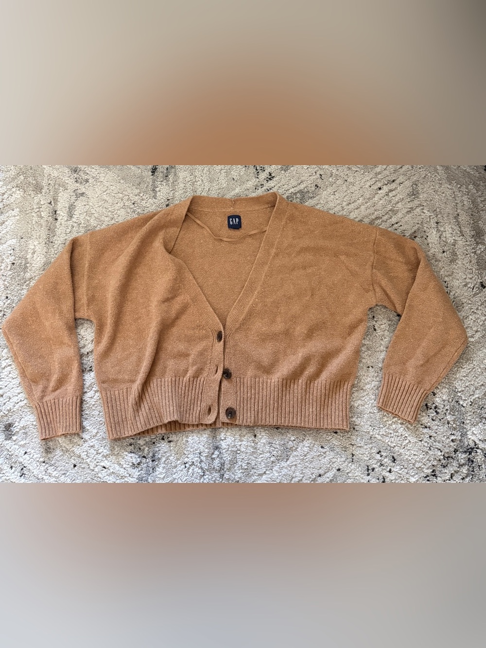 GAP Women's Camel Button-Front V-Neck Cardigan